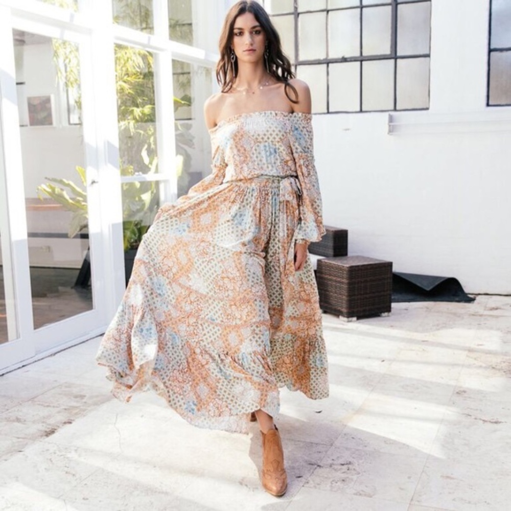 JAASE Maya Print Lauv Off-Shoulder Maxi Dress